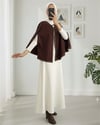 Çoban Dikişli Cepli Kaşe Panço -Kahve-Trençkot-307-0018-R15