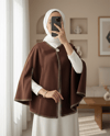 Çoban Dikişli Cepli Kaşe Panço -Kahve-Trençkot-307-0018-R15