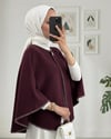 Çoban Dikişli Cepli Kaşe Panço -Mürdüm-Trençkot-307-0018-R09