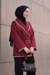 Çoban Dikişli Kemerli Scuba Ceket -Bordo