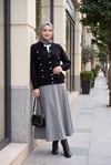 Çok Düğmeli Polo Yaka Yumoş Triko Hırka -Siyah