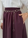 Dantel İşlemeli Beli Lastikli Etek -Mürdüm-Etek-307-2329-R09