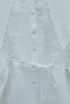 Dantelli Geniş Yakalı Bağcıklı Kolu Lastikli Poplin Gömlek -Beyaz-Gömlek-432-2635-R02