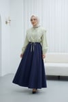 Dantelli Geniş Yakalı Bağcıklı Kolu Lastikli Poplin Gömlek -Su Yeşili-Gömlek-432-2635-R36