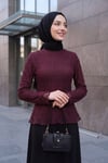 Dantelli İçi Astarlı Bluz -Mürdüm