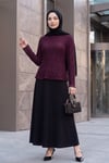 Dantelli İçi Astarlı Bluz -Mürdüm