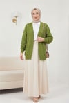 Desenli Araboy Örme Triko Hırka   -Haki-Hırka-109-0981-R05