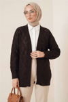 Desenli Araboy Örme Triko Hırka -Kahve-Hırka-109-0981-R15
