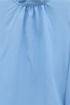 Dik Yaka Kolu Fırfırlı Bağcıklı Arkası Fermuarlı İthal Krep Bluz -Bebe Mavi-Bluz-386-6285-R32