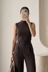 Dik Yaka Sıfır Kol Penye İçlik -Kahve-İçlik-253-13121-R15