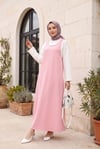 Dik Yaka Uzun Kol Bluzlu Dabıl Krep Jile Takım -Pembe