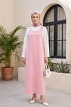 Dik Yaka Uzun Kol Bluzlu Dabıl Krep Jile Takım -Pembe
