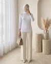 Dik Yaka Uzun Kol İçlik Bluz -Beyaz-Bluz-253-13122-R02