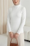 Dik Yaka Uzun Kol İçlik Bluz -Ekru-Bluz-253-13122-R07