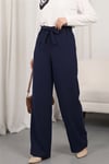 Duble Kumaş Beli Kuşaklı Bol Paça Pantolon -Laci-Bol Paça Pantolon-400-156-R03