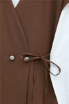 Düğme Detaylı Çift Bağcıklı Yelek Pantolon Double Krep Takım -Taba-Takım-349-8065-R12