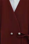 Düğme Detaylı Çift Bağcıklı Yelek Pantolon Double Krep Takım -Bordo-Takım-349-8065-R04