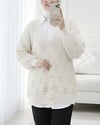 Hırka-Düğmeli Ajurlu Araboy Triko Hırka -Krem-109-0871-R28