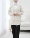 Hırka-Düğmeli Ajurlu Araboy Triko Hırka -Krem-109-0871-R28