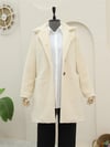 Düğmeli Astarlı Önden Cepli Peluş Kaban -Bej-Kaban-197-2707-R56