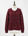 Düğmeli Çiçek Detaylı Yumoş Hırka -Bordo-Hırka-295-1282-R04