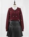 Düğmeli Çiçek Detaylı Yumoş Hırka -Bordo-Hırka-295-1282-R04