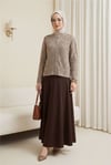Düğmeli Desenli Ajurlu Triko Hırka  -Açık Kahve-Hırka-109-1223-R76