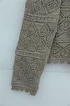 Düğmeli Desenli Ajurlu Triko Hırka  -Açık Kahve-Hırka-109-1223-R76