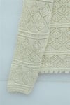 Düğmeli Desenli Ajurlu Triko Hırka  -Krem-Hırka-109-1223-R28