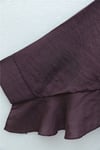 Düğmeli Kemerli Yarasa Kol Volanlı Oversize Modal Tunik  -Mürdüm-Tunik-307-0136-R09