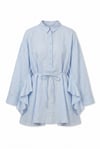 Düğmeli Kemerli Yarasa Kol Volanlı Oversize Modal Tunik  -Bebe Mavi-Tunik-307-0136-R32