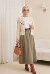Düğmeli Önü Nakışlı Ajurlu Triko Hırka -Krem-Hırka-109-0997-R28