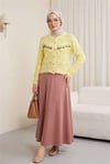Düğmeli Önü Nakışlı Ajurlu Triko Hırka   -Sarı-Hırka-109-0997-R22