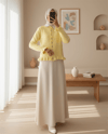 Düğmeli Önü Ve Eteği Fırfırlı Hırka -Açık Sarı-Hırka-307-43478-R75