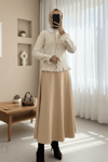 Düğmeli Önü Ve Eteği Fırfırlı Hırka -Taş-Hırka-307-43478-R43