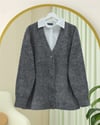 Düğmeli Salaş Triko Hırka -Füme-Hırka-357-6232-R18