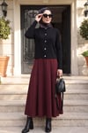 Düğmeli Yuvarlak Yaka Triko Hırka -Siyah