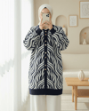 Hırka-Düğmeli Zebra Desen Sakallı Triko Hırka -Laci-280-3286-R03