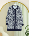 Hırka-Düğmeli Zebra Desen Sakallı Triko Hırka -Laci-280-3286-R03