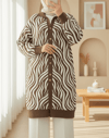 Düğmeli Zebra Desen Sakallı Triko Hırka -Açık Kahve-Hırka-280-3286-R76