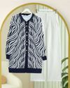 Düğmeli Zebra Desen Sakallı Triko Hırka -Laci-Hırka-280-3286-R03