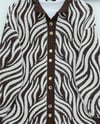 Düğmeli Zebra Desen Sakallı Triko Hırka -Kahve-Hırka-280-3286-R15