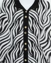 Düğmeli Zebra Desen Sakallı Triko Hırka -Siyah-Hırka-280-3286-R01