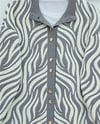 Düğmeli Zebra Desen Sakallı Triko Hırka -Gri-Hırka-280-3286-R11