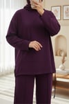 Eteği Bağcıklı Arkası Uzun Oysho Takım -Mürdüm-Takım-253-13088-R09