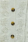 Eteği Dantelli Desenli Düğmeli Triko Hırka -Ekru-Hırka-109-0996-R07