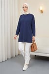 Eteği Kalp Detaylı Yırtmaçlı Salaş Penye Tunik -Laci-Tunik-253-13074-R03