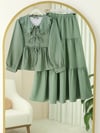 Eteği Kat Detaylı Bağcıklı takım -Mint-Takım-349-7049-R24