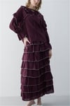 Eteği Kat Kat Yakası Bağlamalı Volanlı Biyeli Vual Takım  -Bordo-Takım-114-3237-R04