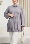 Eteği Lastikli Beli Bağcıklı Yarım Boğazlı Oysho Sweat -Açık Gri-Sweatshirt-307-0026-R41